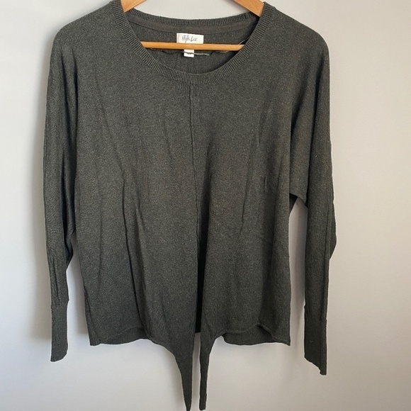 Style & Co. Women's Dark Olive Green Long Sleeve Knit Sweater Size Medium - Picture 1 of 10